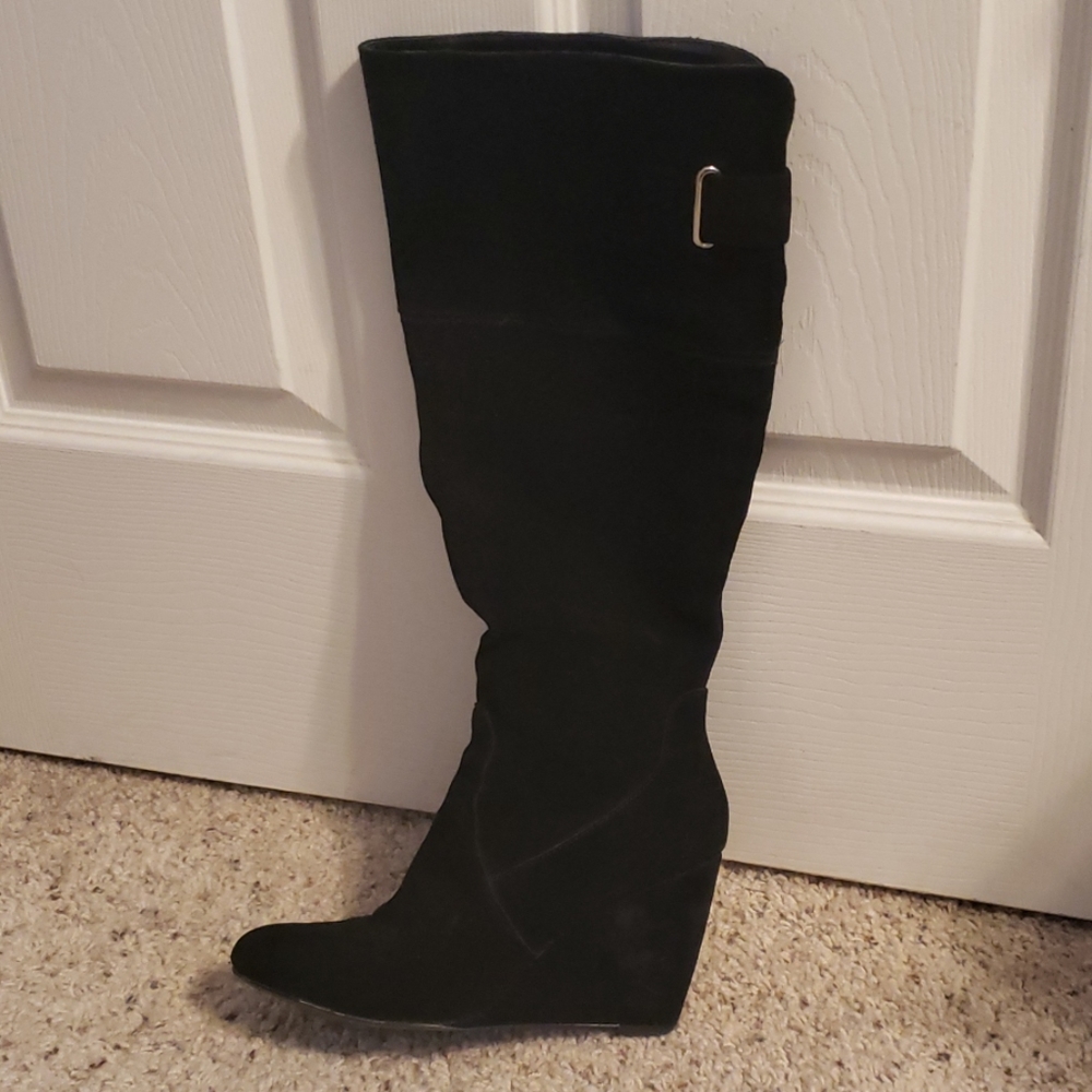 Nine West wedge, knee-high heel boots